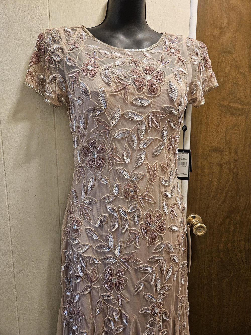 Adrianna Papell Women's Floral -Beaded Blush Pink Gown - Picture 7 of 13